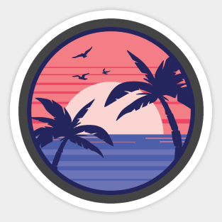 Retro Beach Sunset Sticker